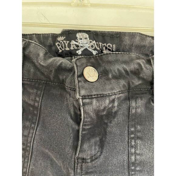 Vintage Y2K Royal Bones Distressed Zipper Skinny Leg Jeans Emo Goth Size 28 x 30 - Picture 4 of 7